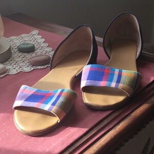 J. Crew Flat Sandals Plaid Madras